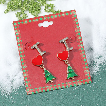 Christmas Cartoon Drip Oil Snowflake Elk Stud Earrings