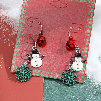 Christmas Cartoon Drip Oil Snowflake Elk Stud Earrings