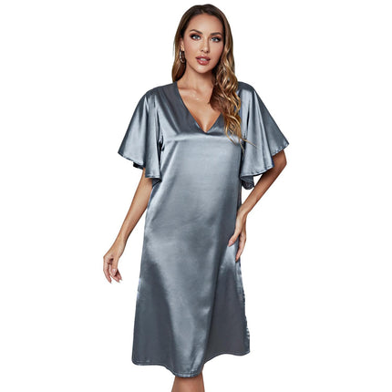 Wholesale Ladies Summer Pajamas Homewear Ice Silk Satin Nightdress