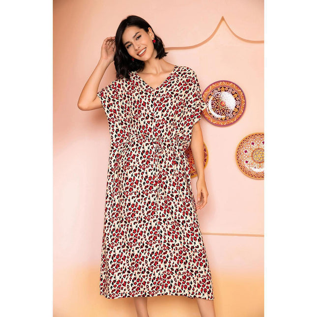 Damen Nachthemd Floral V-Ausschnitt Kurzarm Nachthemd Homewear
