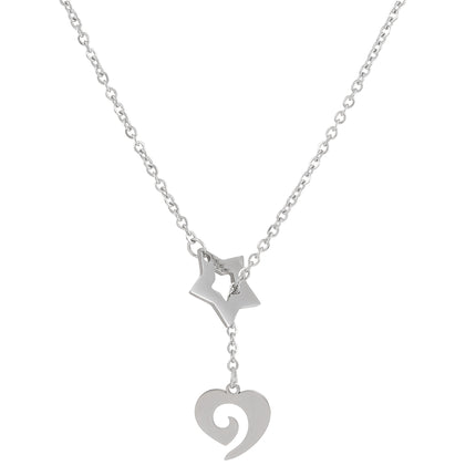 Stainless Steel Dolphin Heart Necklace Clavicle Chain