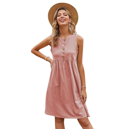 Wholesale Women's Summer Shirred Sleeveless Dress