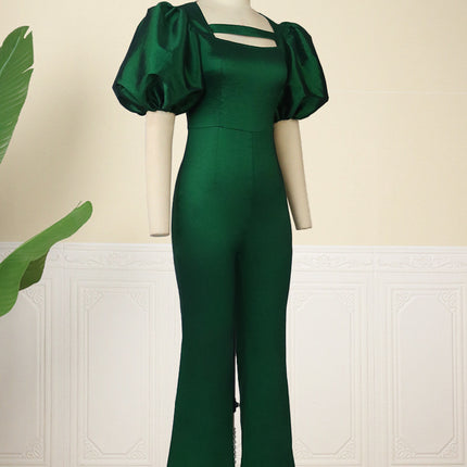 Wholesale Women's Spring Square Neck Puff Sleeve Jumpsuits