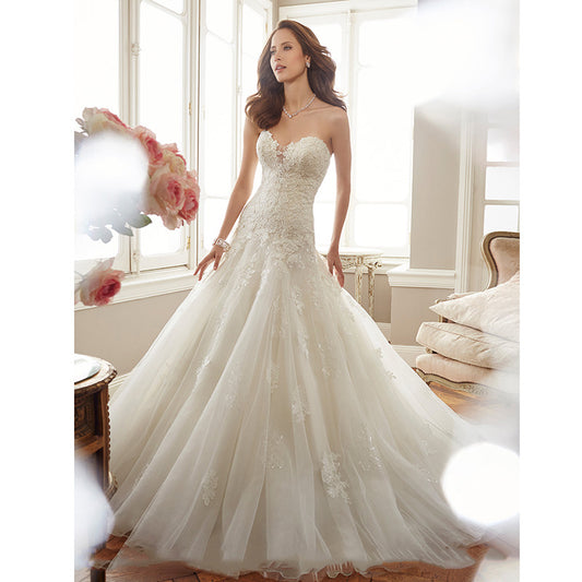 Wholesale Bride White Lace Trailing Slim Wedding Dress