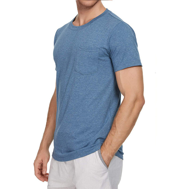 Wholesale Men's Summer Casual Solid Color Short Sleeve T-Shirt