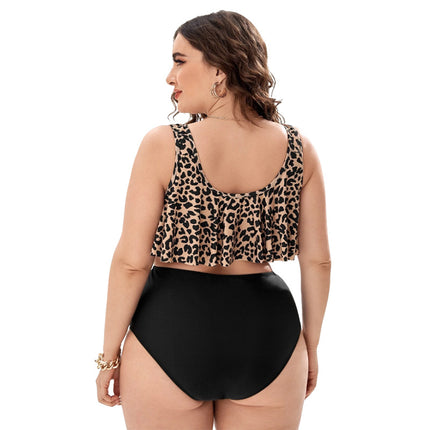 Wholesale Women's Bikini Leopard Print Ruffle Oversized Two-piece Swimsuit