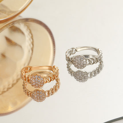 Anillo redondo de diamantes de imitación anillo de dedo índice trenzado a la moda
