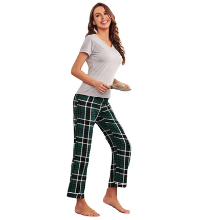 Ladies Homewear Set Short Sleeve Trousers Pajamas
