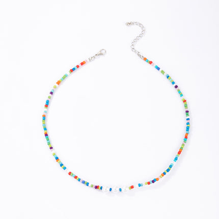 Colorful Beads Ethnic Beaded Pearl Necklace Clavicle Chain