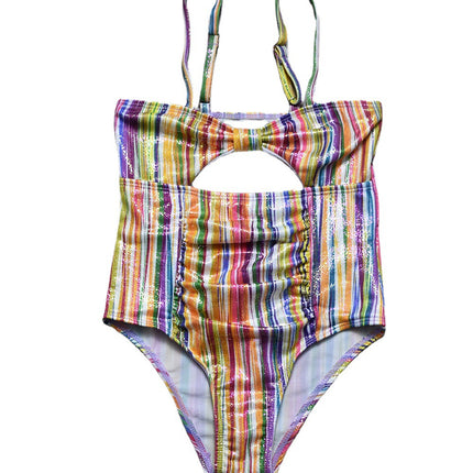 Wholesale Kids Colorful Striped Sling Halter Girls Swimwear
