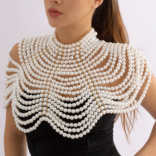Wholesale Fashion Multilayer Imitation Pearl Tassel Body Chain