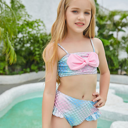 Wholesale Children's Two-Piece Swimsuit Girls Bikini Bow Ruffles