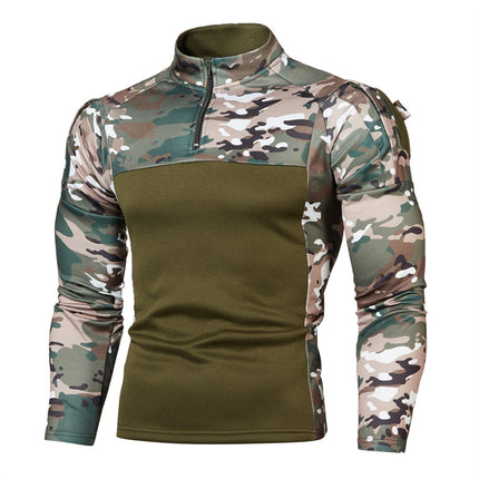 Wholesale Men's Long Sleeve Casual Stand Collar Camouflage Hoodie