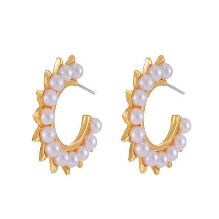 Wholesale Fashion Sun Pearl Earrings Fashion Hoop Earrings