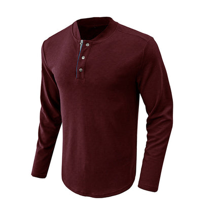 Wholesale Men's Autumn Winter Casual Solid Color Long Sleeve T-Shirt