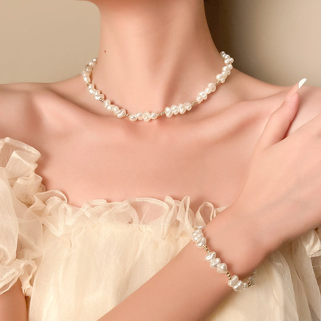 Collar de perlas Pulsera de cadena de clavícula con cuentas hechas a mano de moda