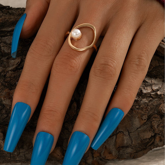 Pearl Open Round Simple Index Finger Ring