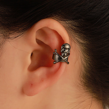 Dark Skull Ear Clips Without Pierced Halloween Earrings