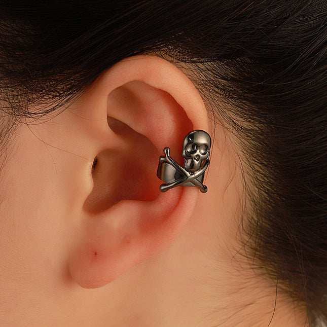 Dark Skull Ear Clips Without Pierced Halloween Earrings