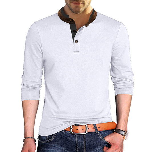 Wholesale Men's Fall Winter Casual Long Sleeve Contrast Color T-Shirts