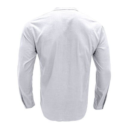 Wholesale Men's Fall Winter Long Sleeve Tops Loose Linen Shirts