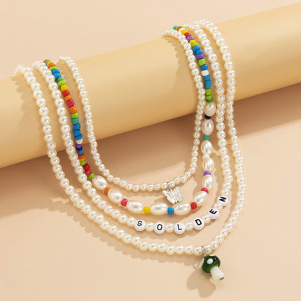 Pilz-Schmetterlings-Perlen-Buchstaben-Halskette