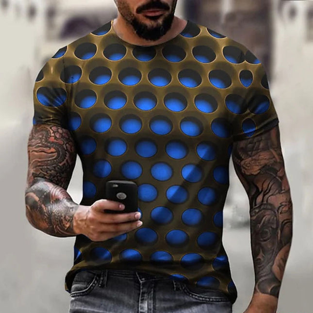 Camiseta de manga corta extragrande deportiva informal con estampado digital para hombre