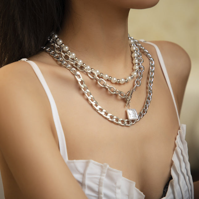 Chunky Clavicle Necklace Vintage Baroque Pearl Choker
