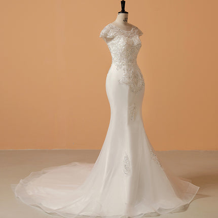 Großhandelsbrautkleines schleppendes weißes Hochzeits-Kleid