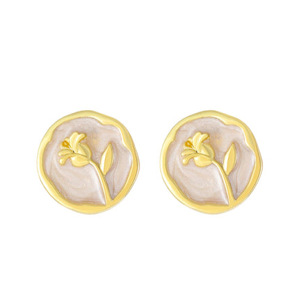 Wholesale Fashion Ladies Drip Oil Flower Stud Rose Earrings