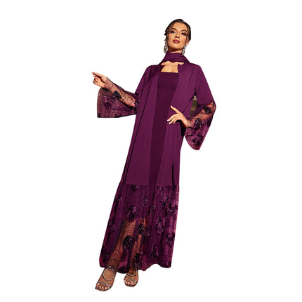 Wholesale Muslim Women's Autumn Mesh Sleeve Cardigan Coat Shawl
