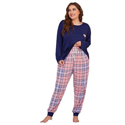Wholesale Ladies Pajamas Love Print Large Size Long Sleeve Two-piece Homewear