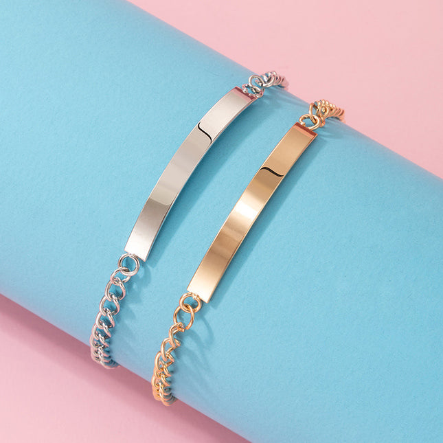 Chain Gold and Silver Multicolor Double Layer Bracelet Geometric Simple Couple Bracelet