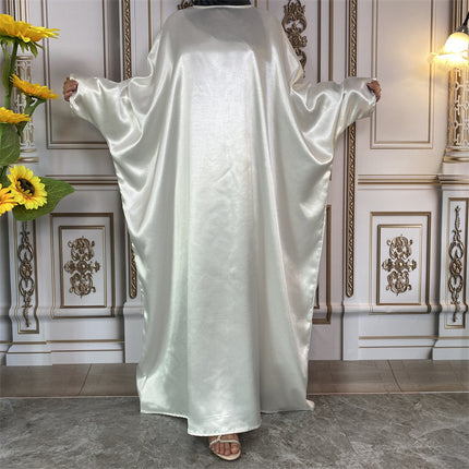 Großhandelsglänzendes Satin-Rundhals-islamisches Kostüm-Kleid