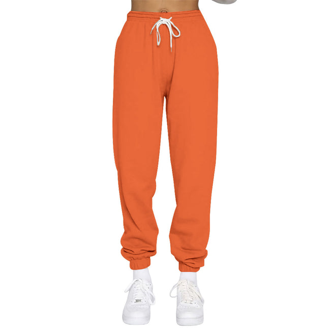 Wholesale Ladies Casual Sports Solid Color Tie Waist Jogger