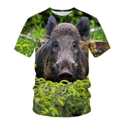 Wholesale Men's Novelty Animal Pig 3D Printing Round Neck Casual T-Shirt