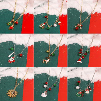 Christmas Cartoon Snowman Bell Clavicle Chain Necklace