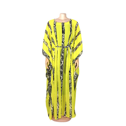 Wholesale African Women's Large Size Robe With Belt & Inner Dresss