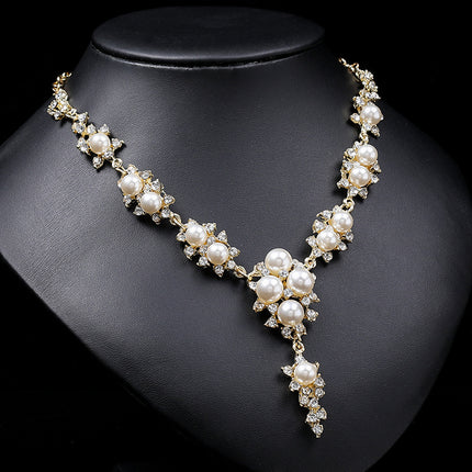 Pearl Necklace Set Female Bridal Jewelry Accessories Clavicle Chain Alloy