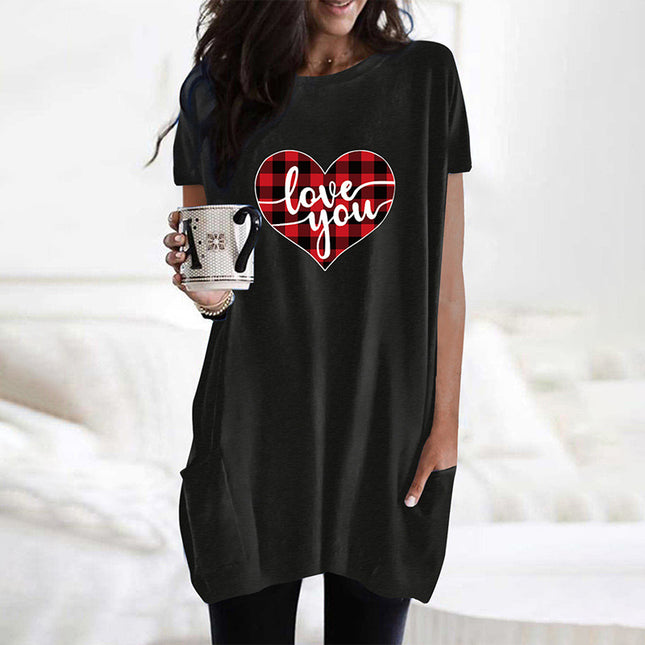 Camiseta larga de manga corta con estampado a cuadros de Love Plaid