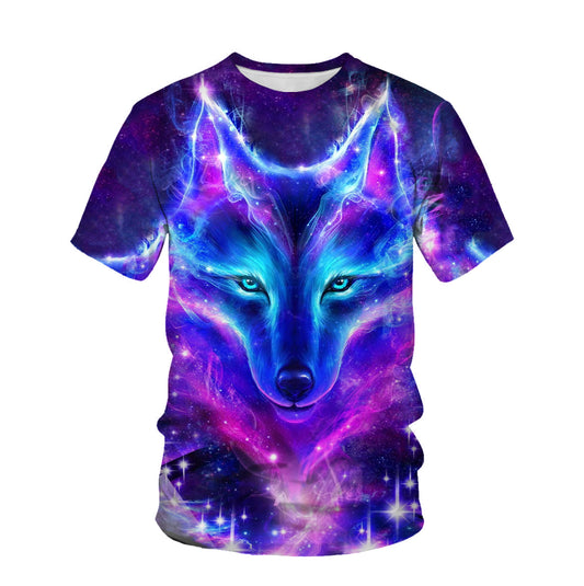 Wholesale Men's Summer Fox Wolf 3D Digital Printing Short Sleeves T-Shirt