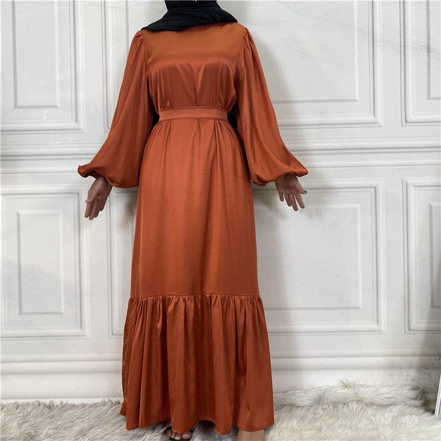 Women's Paneled Muslim Bridle Solid Color Dress