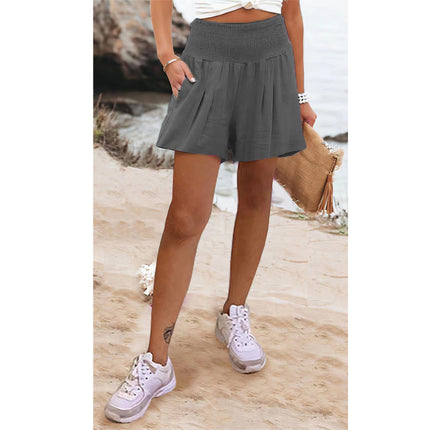 Wholesale Women's Casual Solid Color High Waist Shorts