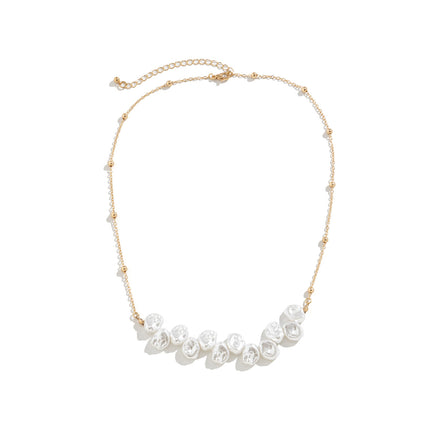 Collar de perlas de imitación en forma de collar de cadena de metal simple