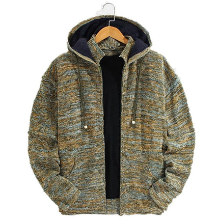 Wholesale Men's Fall Winter Casual Hooded Zipper Cardigan Sweater Jacket
