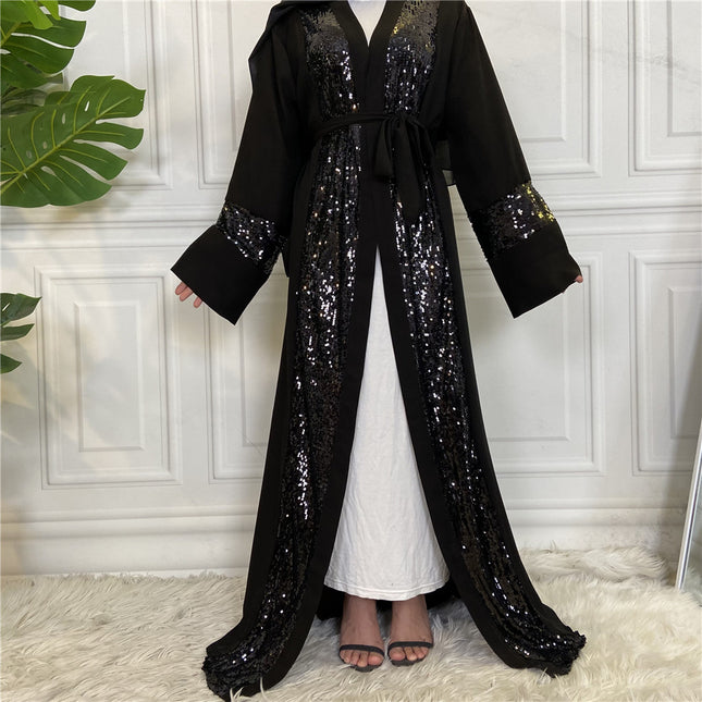 Naher Osten Muslimische Damen Strickjacke Nida Robe mit Paillettennähten