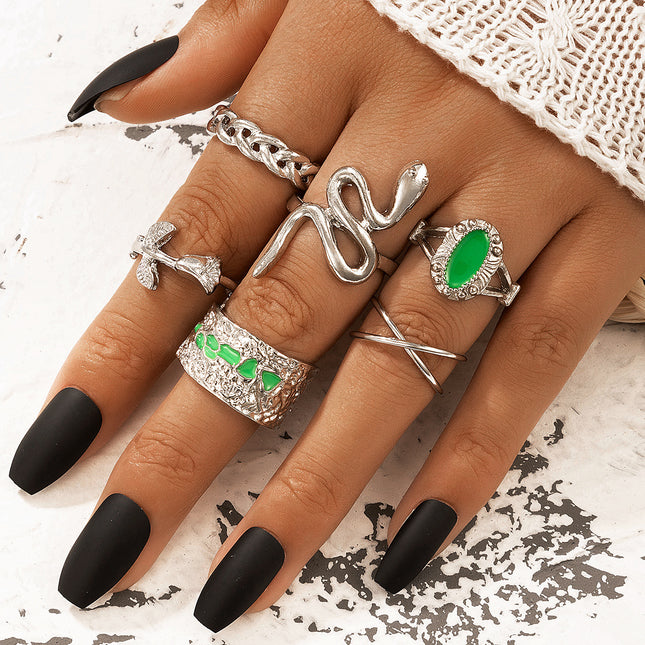 Personality Serpentine Bohemian Tour Rose Ring 6St
