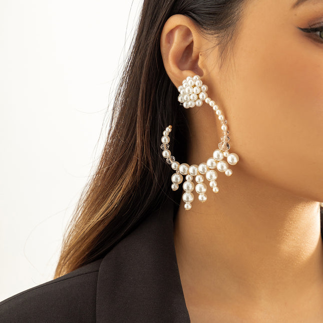 Wholesale Fashion Faux Pearl Stud Earrings Beaded Metal Earrings