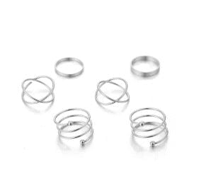 Conjunto de combinación de anillo de cola articulada geométrica de gota de agua para mujer