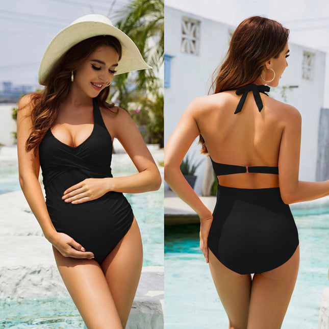 Wholesale Pregnant Women Black Swimsuit One Piece Sexy Beach Swimsuit